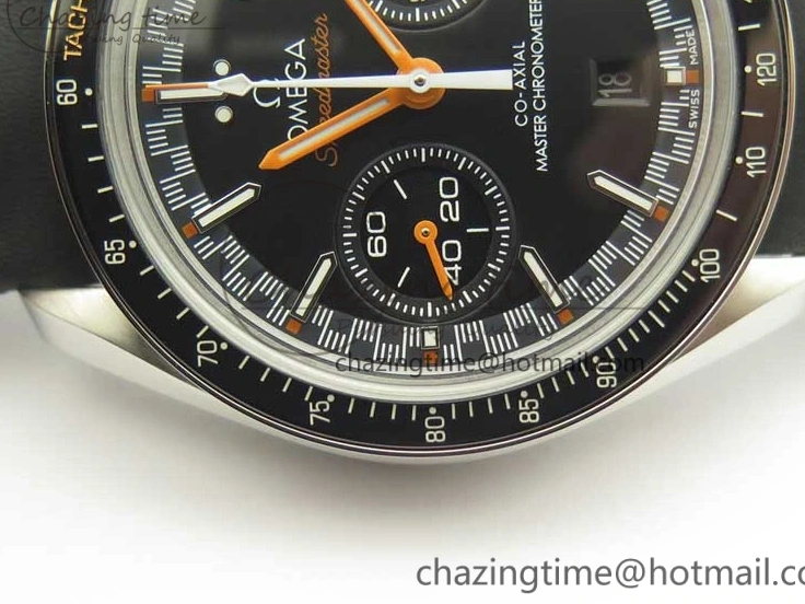 1224 Racing Master Chronometer OMF 1:1 Best Edition Black Dial Orange Hand on Black Leather Strap A Contemporary 7999